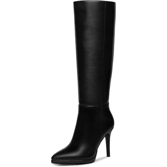 ⚡ Women's Black Classic Stilettos Heel Pointed Toe platform Boots High Heel - Picture 1 of 6
